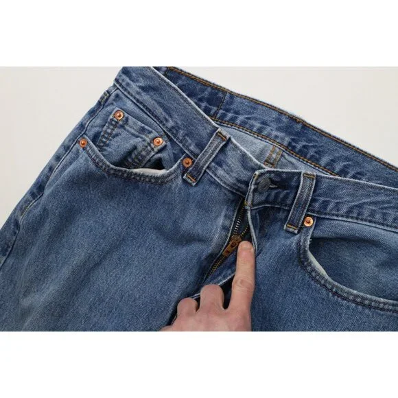 Vintage Y2K Levis 505 Mens 30x30 Faded Regular Straight Leg Denim Jeans Blue